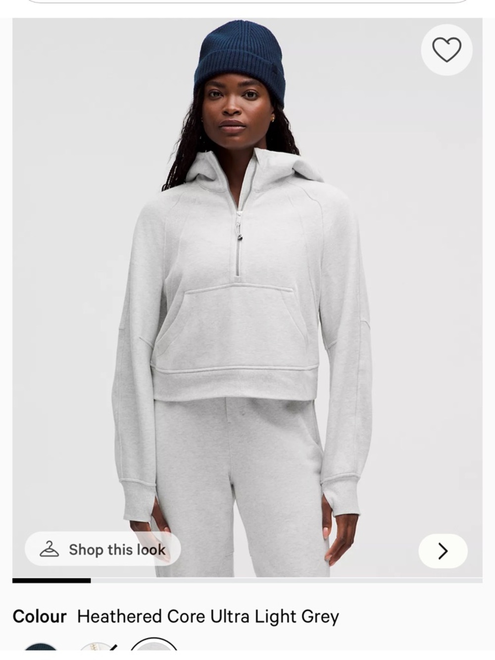 lululemon xs/s athletica Light Gray Cropped Half-Zip Hoodie